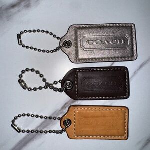 Coach Metallic, Brown, and Tan Leather Hang tags